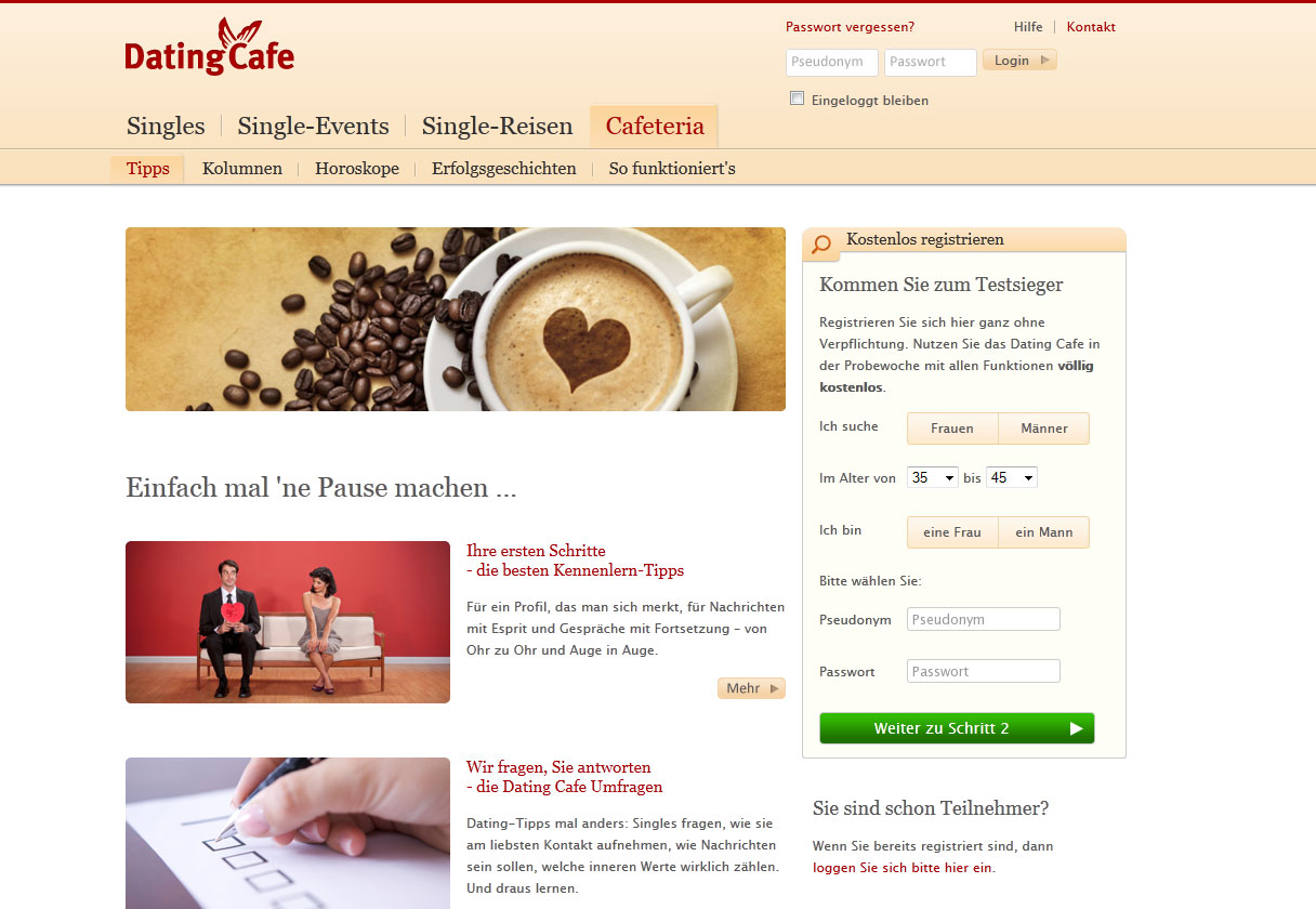 dating cafe kostenlose nutzung