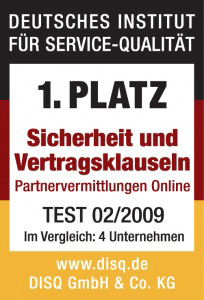 Partner.de wird Testsieger für Sicherheit & Vertragsklauseln 2009 bei der DISQ Studie (Deutsches Institut für Servicequalität)